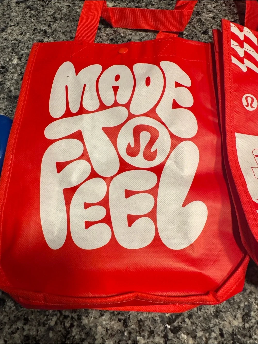 lululemon athletica set of 3 small Graphic Tote with Bold White Print